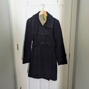 Soia And Kyo Wool Dressy Business Casual Black Pea Trench Button Coat